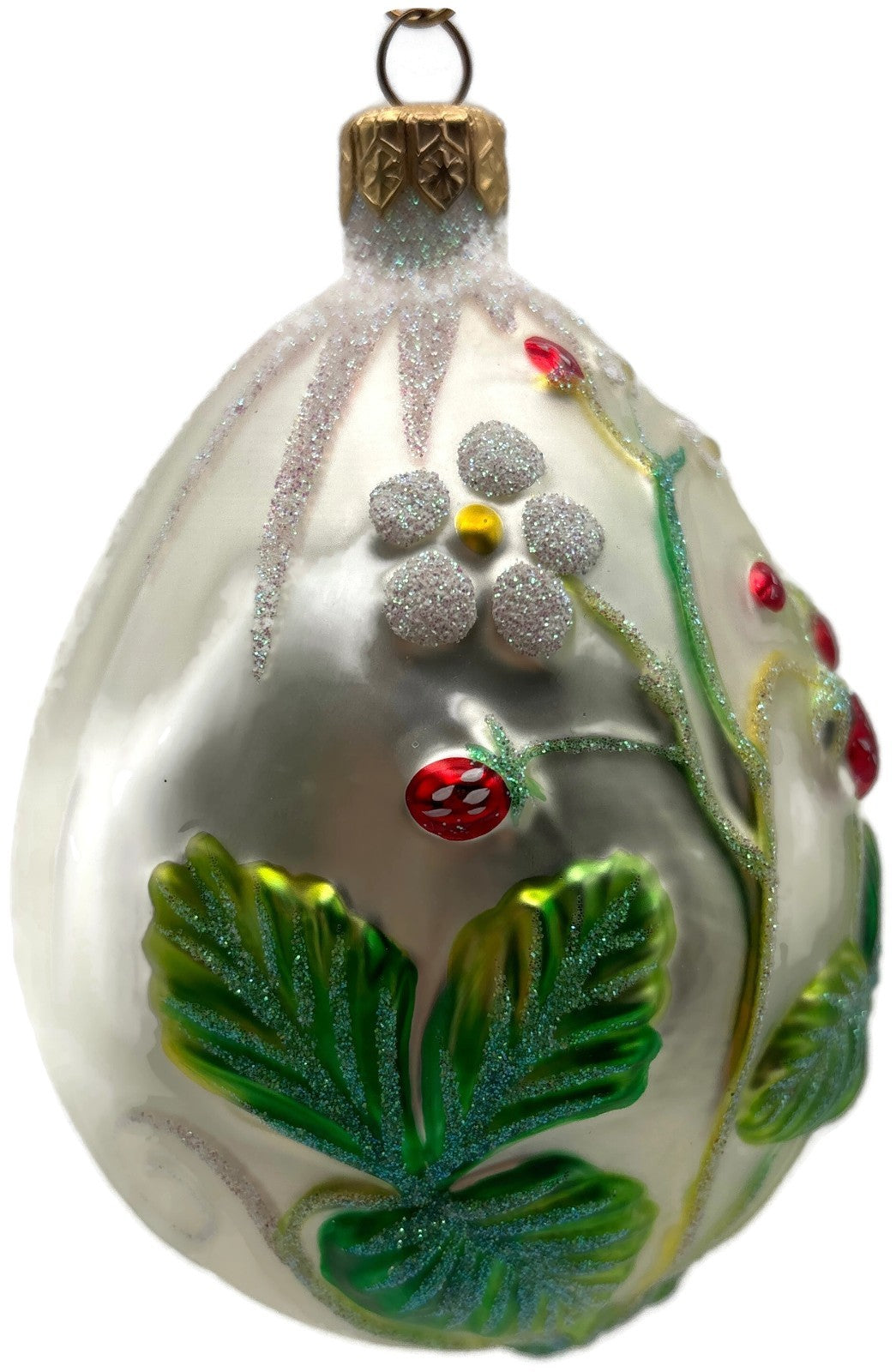 Patricia Breen 1998 Strawberry Egg Matte Pearl Neiman Marcus Easter Ornament1