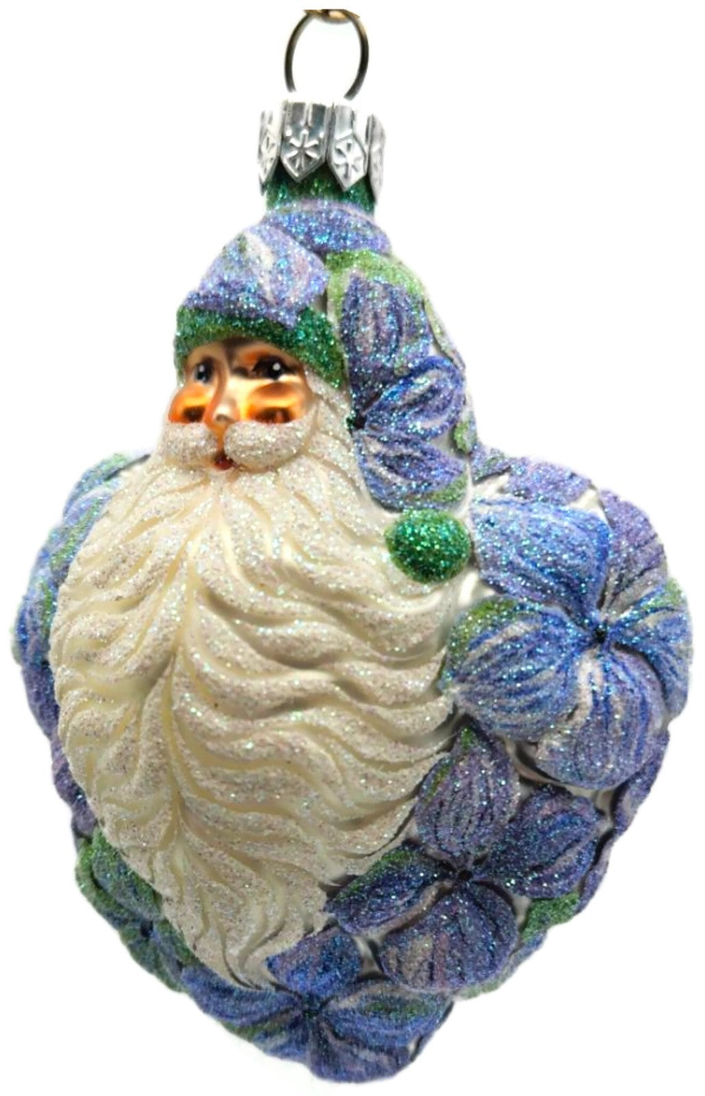 Patricia Breen Heart for Henry Blue Purple Flower Santa Spring Ornament 24158