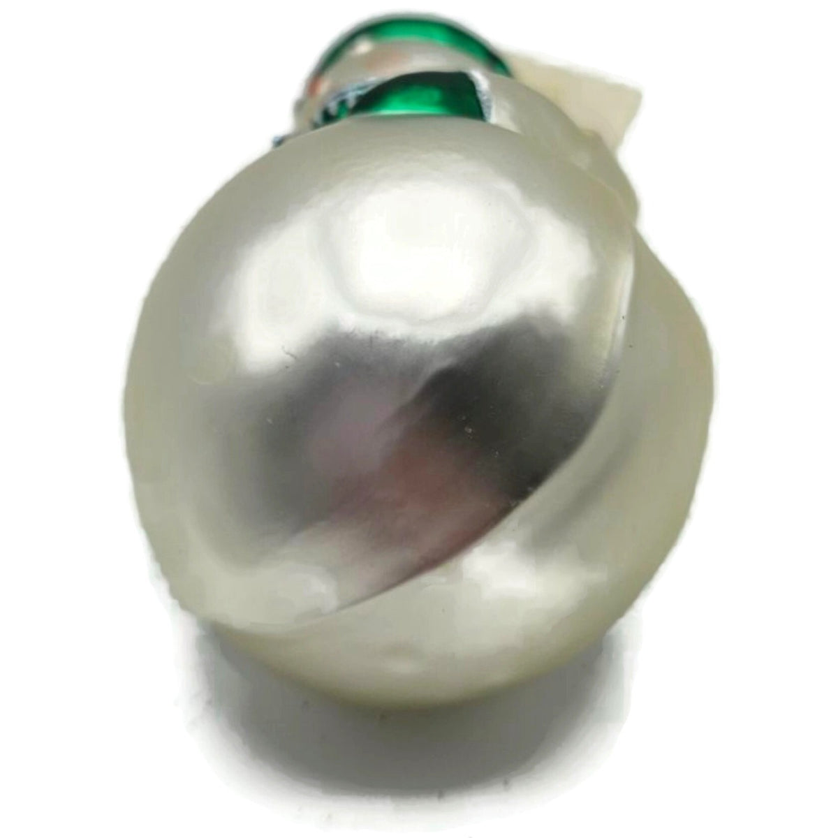 Patricia Breen Snowman Green Pearl White Striped Glass Christmas Ornament 95238
