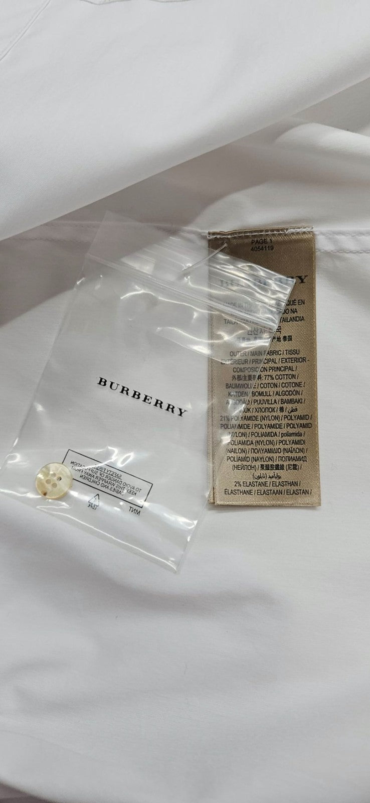 Burberry London Women's White Ruffle Collar Cuff Cotton Button Up Shirt US 6 NWT11