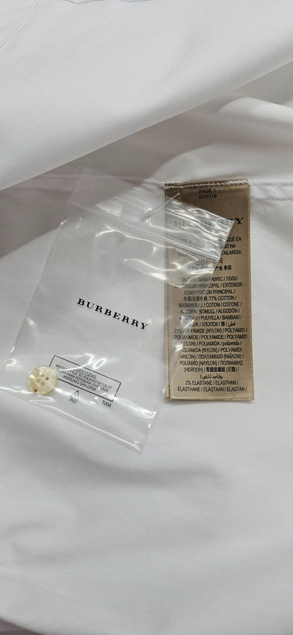 Burberry London Women's White Ruffle Collar Cuff Cotton Button Up Shirt US 6 NWT11