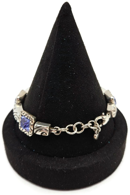 Brighton Regina Purple Amethyst Swarovski Crystal Silver Plated Heart Bracelet3