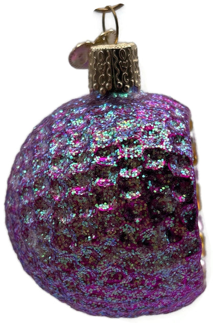 Old World Christmas Purple Multi-Indented Reflector Glass Ornament OWC 420045