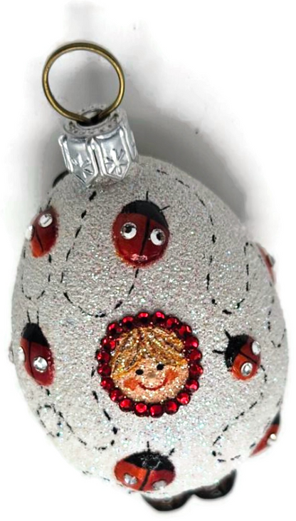Patricia Breen Easter Egg Masquerade Ladybugs White Red Christmas Ornament 28167