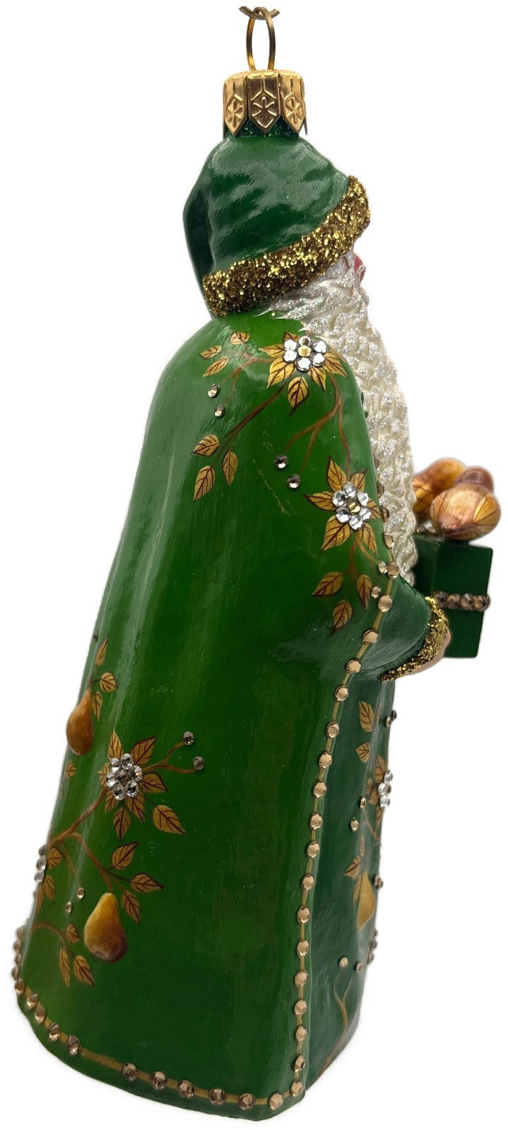 Patricia Breen 2014 Santa for Yaly Partridge Pear Green Gold Ornament 34402