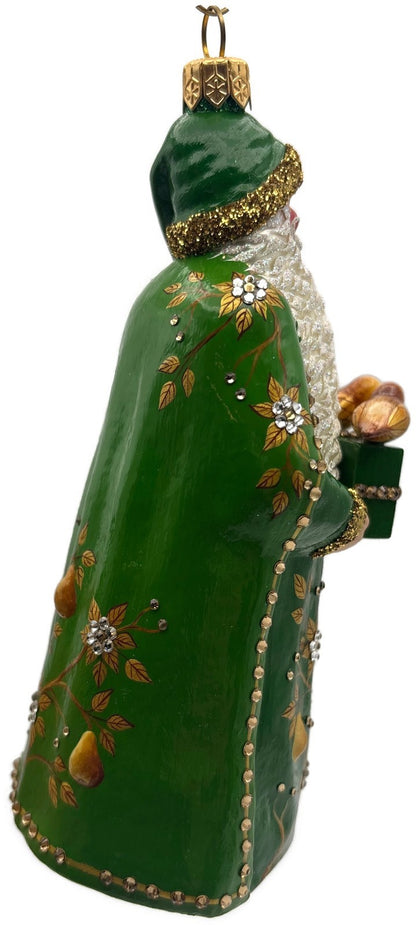 Patricia Breen 2014 Santa for Yaly Partridge Pear Green Gold Ornament 34402