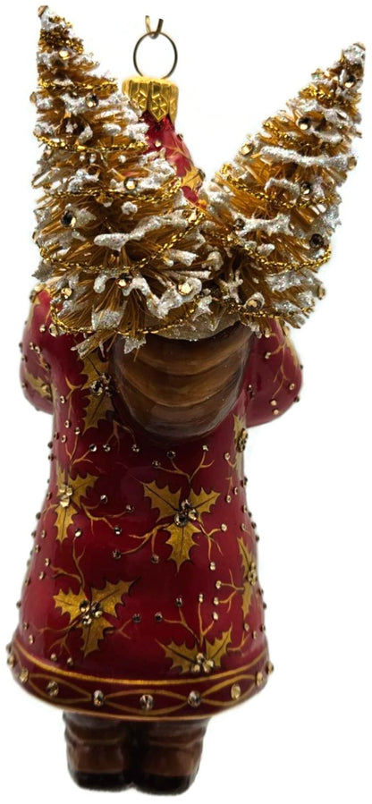 Patricia Breen Oakley Claus Red Gold Holly Santa Christmas Ornament 34324