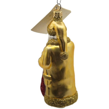 Patricia Breen Shhh Santa Gold Red Bag Glittered Glass Christmas Ornament 96432