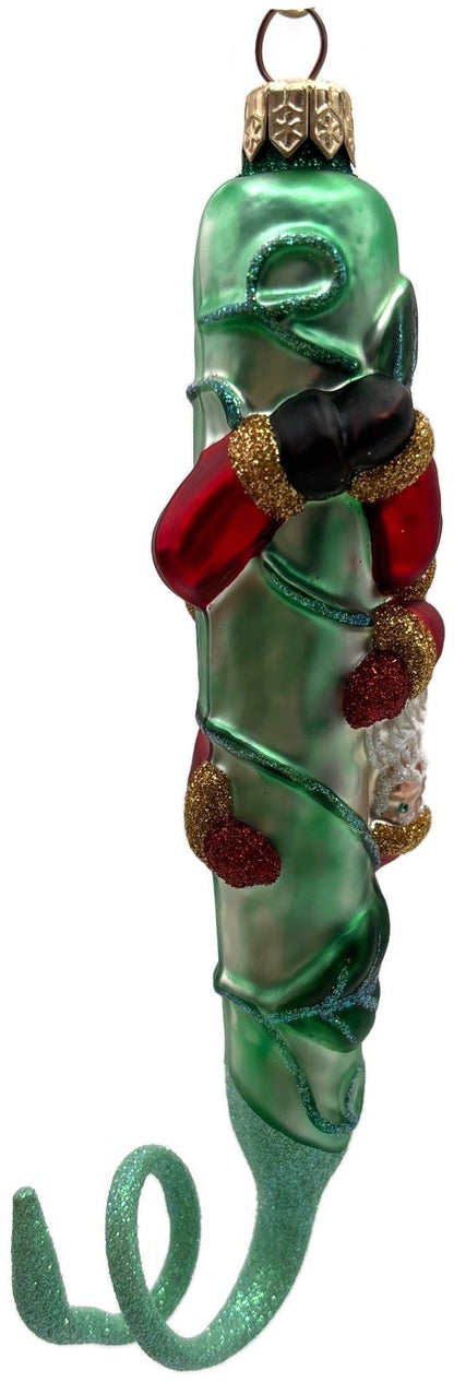 Patricia Breen Santa and the Beanstalk Red Green Matte Christmas Ornament 99284