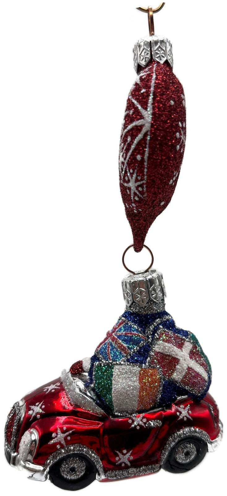 Patricia Breen Knightsbridge Santa Red Snowflakes Flags Christmas Ornament5