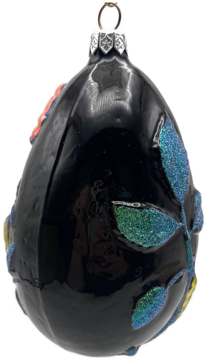 Patricia Breen 1996 Chrysalis Egg Black Floral Limited Easter Ornament 96086