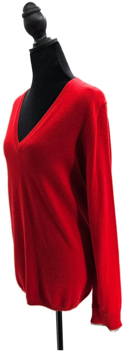 Burberry Brit Military Red Cashmere V neck Pullover Longsleeve Womens Medium NWT2