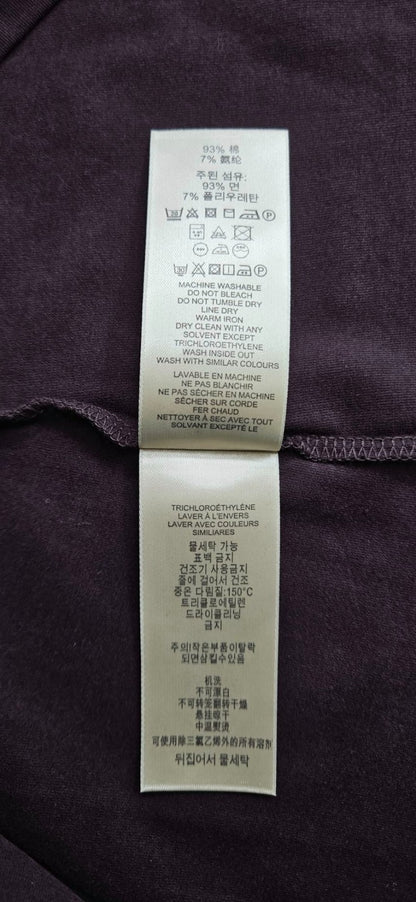 Burberry Brit Dark Black Currant Check Cuff Scoop Neck Top Medium NWT12