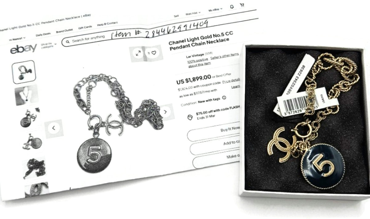 Chanel 13P A63103 No. 5 CC Medallion Charm Bracelet Light Gold Enamel 20133