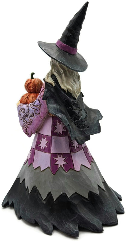 Jim Shore Spellbinding Smiles Halloween Witch Holding Pumpkin LED Lit Figurine3
