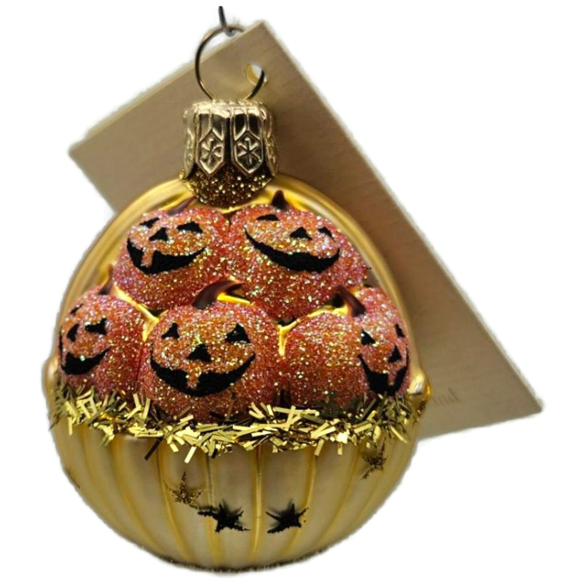 Patricia Breen Halloween Pumpkin Basket Gold With Stars Christmas Ornament 22533