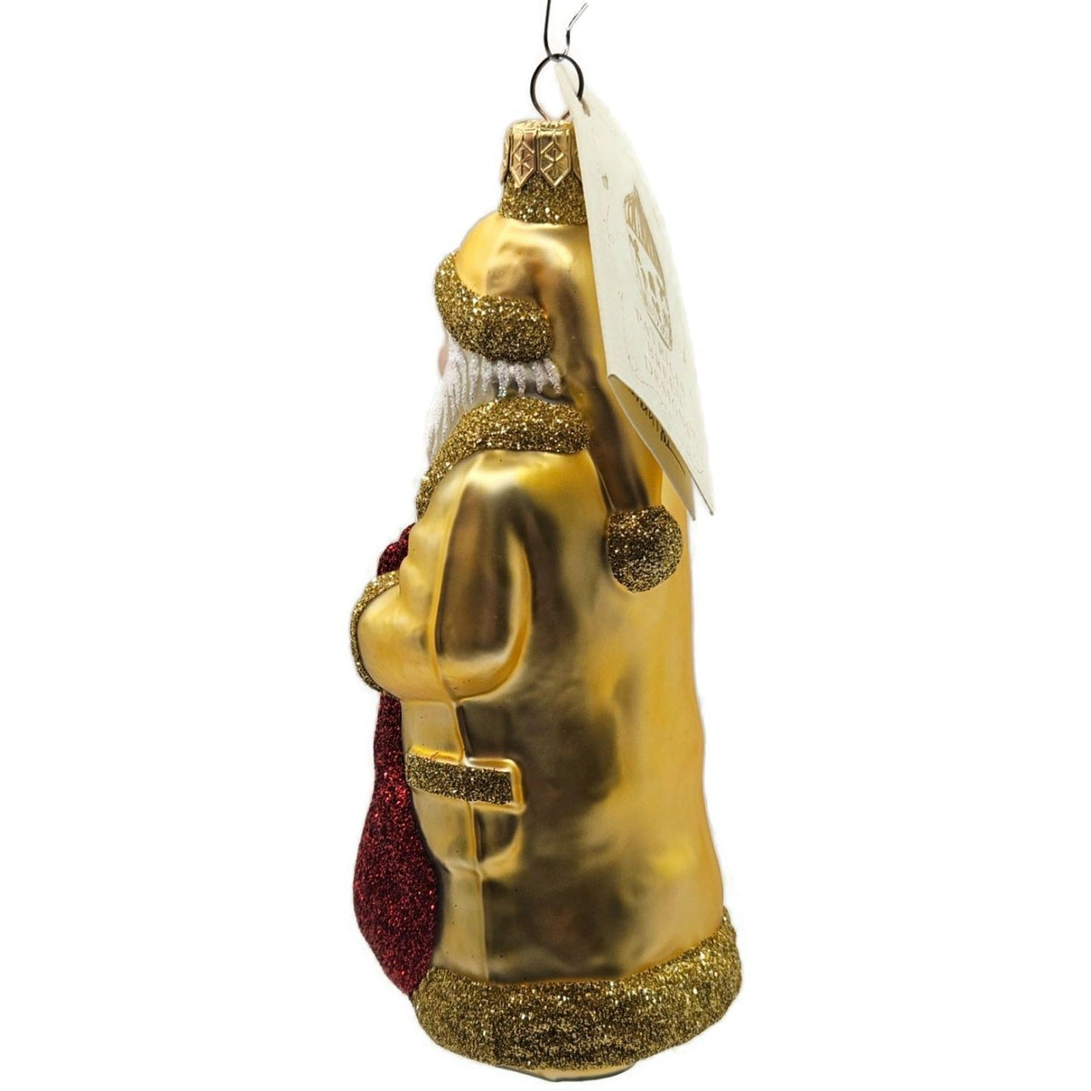 Patricia Breen Shhh Santa Gold Red Bag Glittered Glass Christmas Ornament 96439