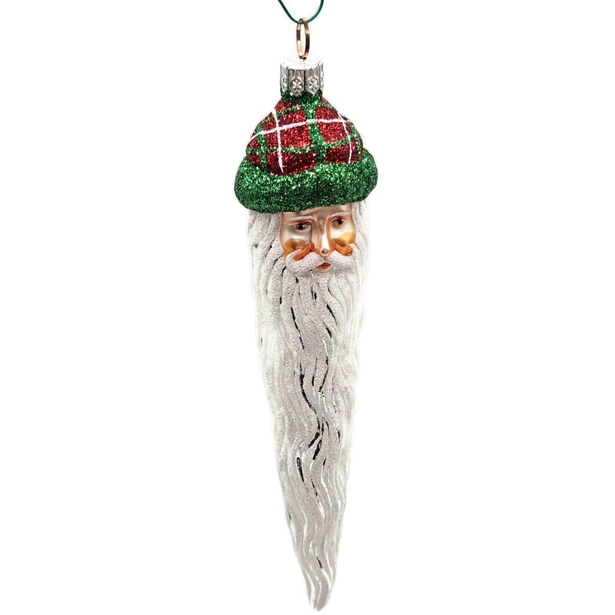 Patricia Breen Santa Claus Icicle Plaid Red Hat Drops Christmas Ornament 21321