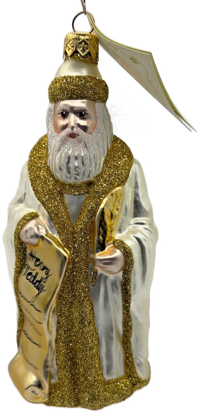 Patricia Breen Making His List Pearl Gold Santa Claus Christmas Ornament 96330
