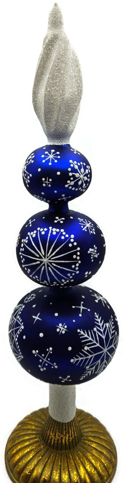 Patricia Breen Blizzard Finial 3 Ball Cobalt Blue Christmas Tree Topper 95823