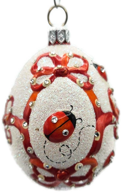 Patricia Breen Beribboned Egg Ladybugs Red White Easter Christmas Ornament 29022