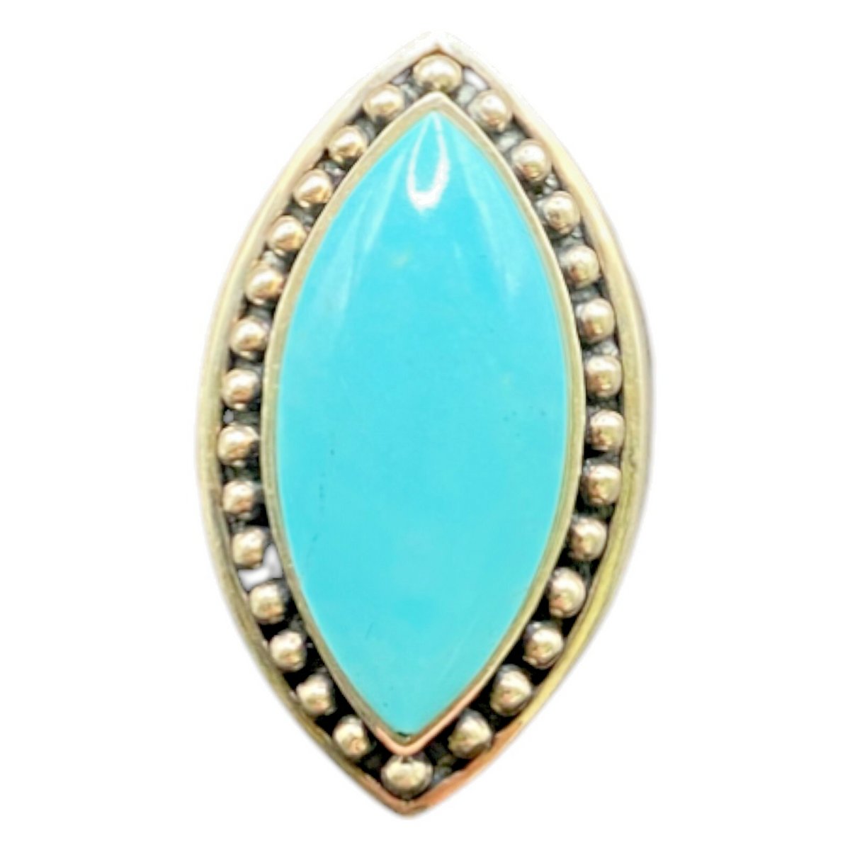 925 Sterling Silver Thailand Statement Turquoise Ring Marquise Gemstone Size 81