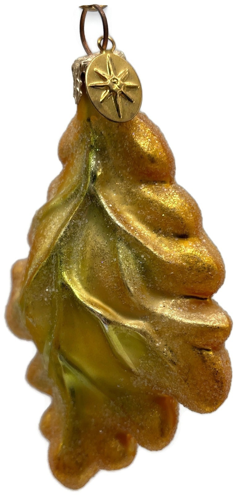 Christopher Radko Mini Oak Frost Yellow Leaf Glass Christmas Ornament 98 164 07