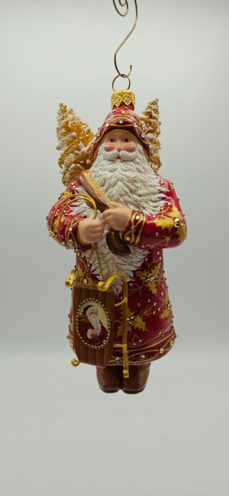 Patricia Breen Oakley Claus Red Gold Holly Santa Christmas Ornament 343210