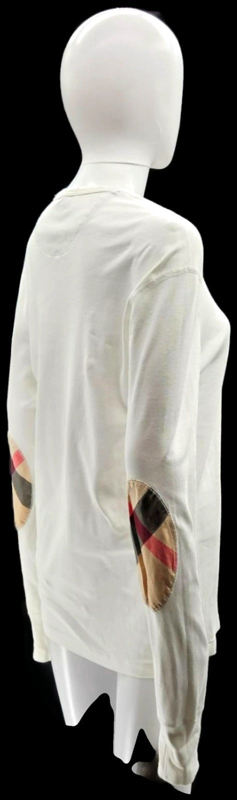 Burberry Brit Check Elbow Patch White Long Sleeve Top T Shirt Pullover Small4