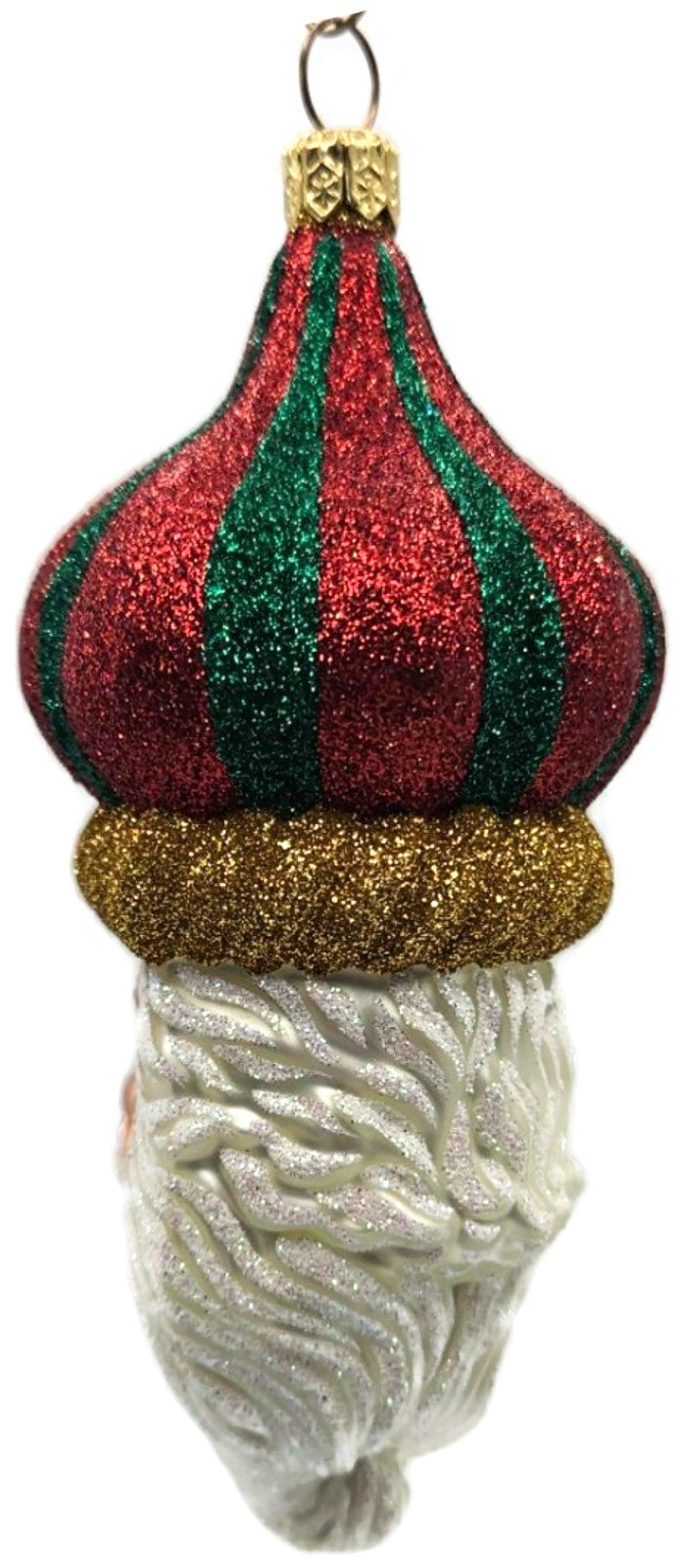Patricia Breen Carnival Noel Red Green Santa Claus Head Christmas Ornament 21043