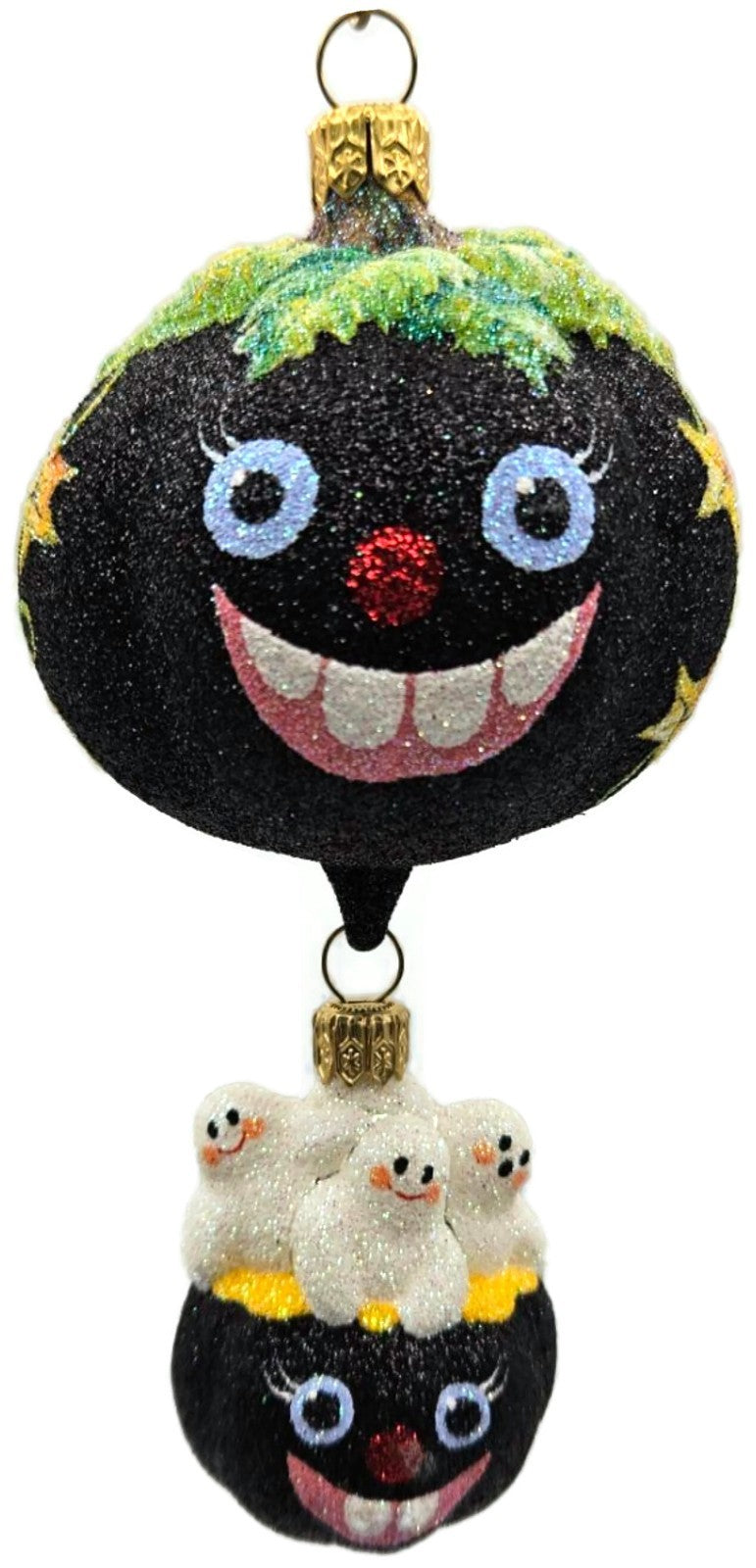 Patricia Breen Soaring Spirits Black Pumpkin Ghosts 2-Pc Halloween Ornament 25630