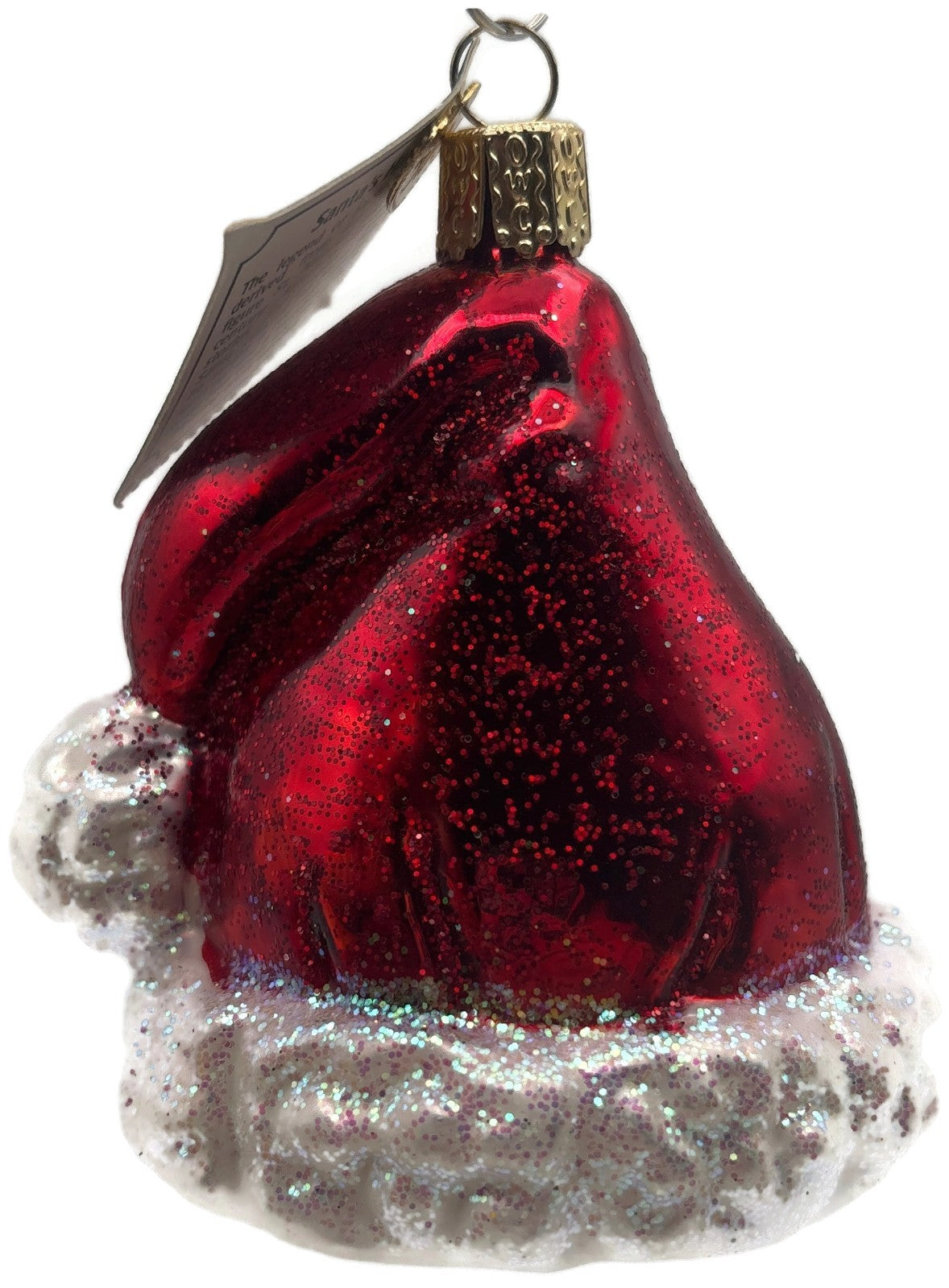 Old World Christmas Santa's Hat Red Glittered Merck Family Holiday Tree Ornament0