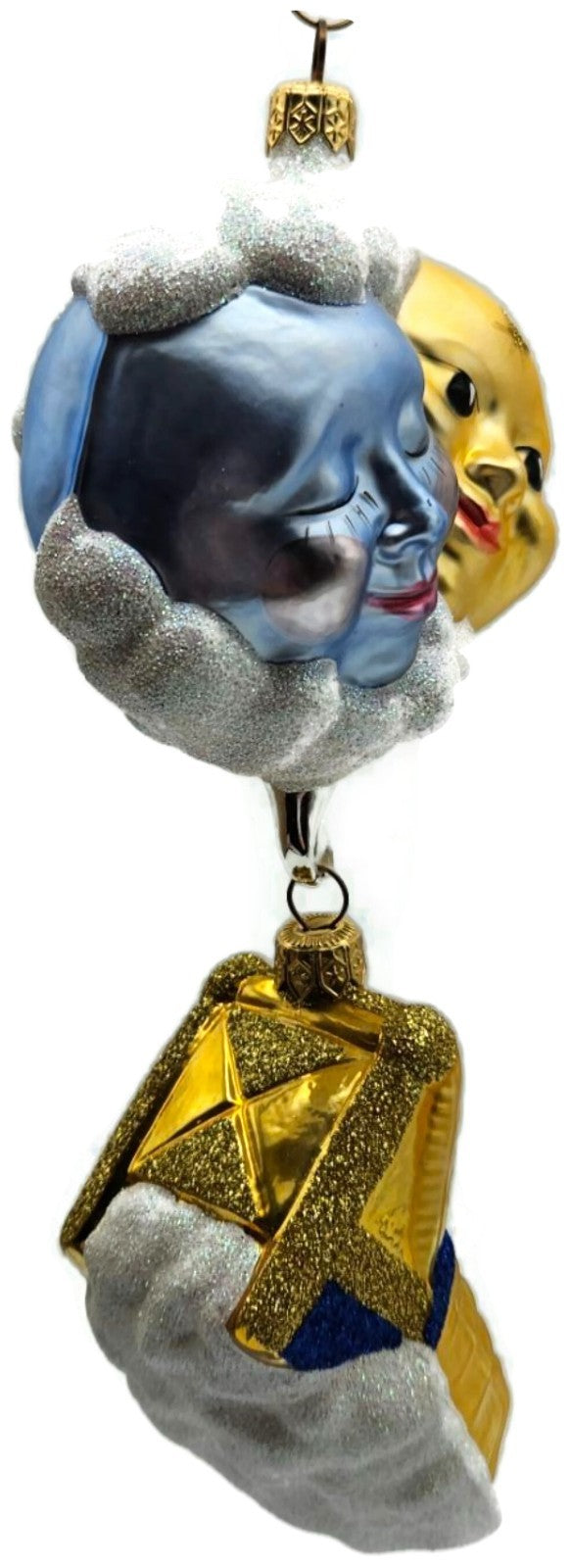 Patricia Breen Sweet Dreams Blue Polka Dots Gold Stars Christmas Ornament 97476