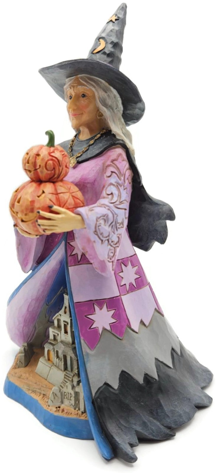 Jim Shore Spellbinding Smiles Halloween Witch Holding Pumpkin LED Lit Figurine1