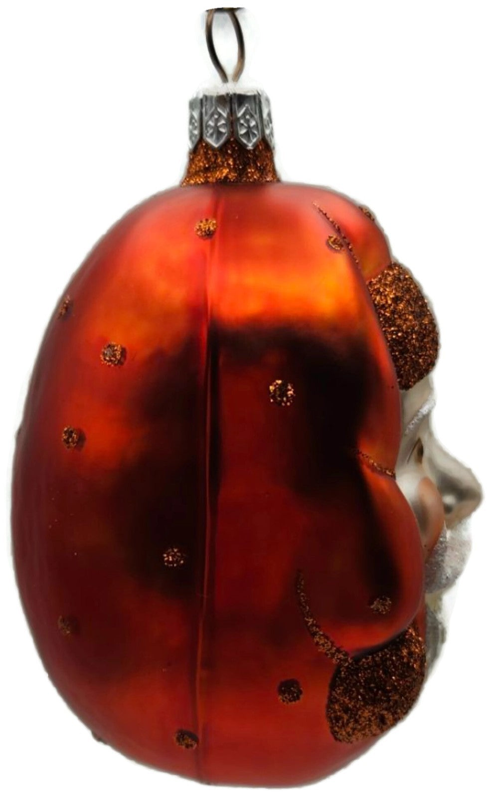 Patricia Breen Jelly Bean Santa Orange Matte Glitter Dots Holiday Ornament 99162