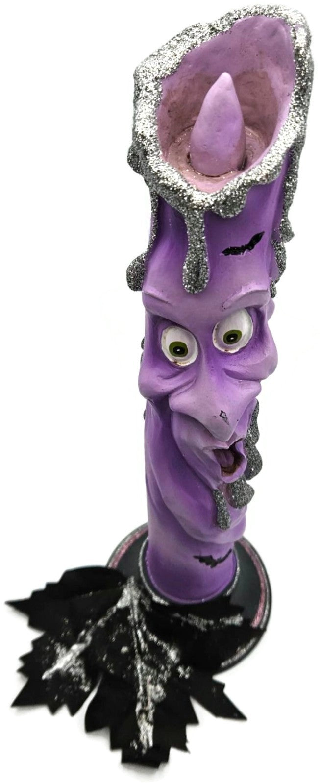 Kurt Adler Anthropomorphic LED Candle Stick Ghost Face Purple Halloween Decor1