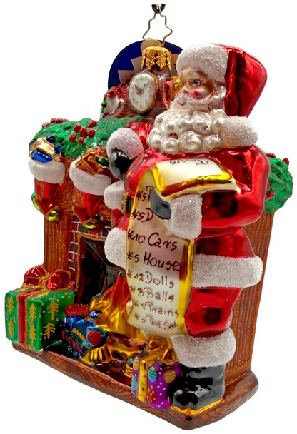 Christopher Radko Joyful Visit Santa Claus Fireplace Christmas Ornament 10172972