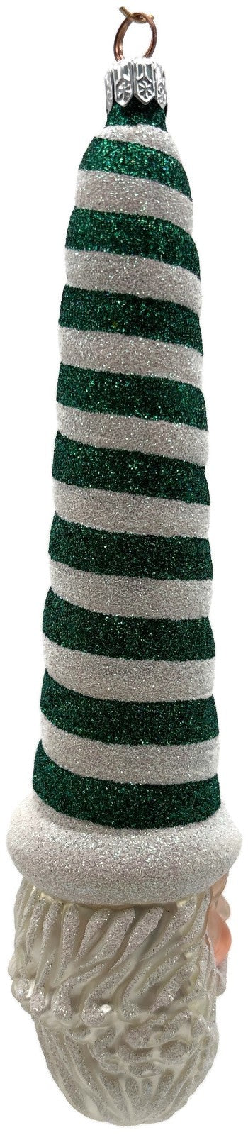 Patricia Breen Sucre Santa Green White Spearmint Striped Christmas Ornament 20382