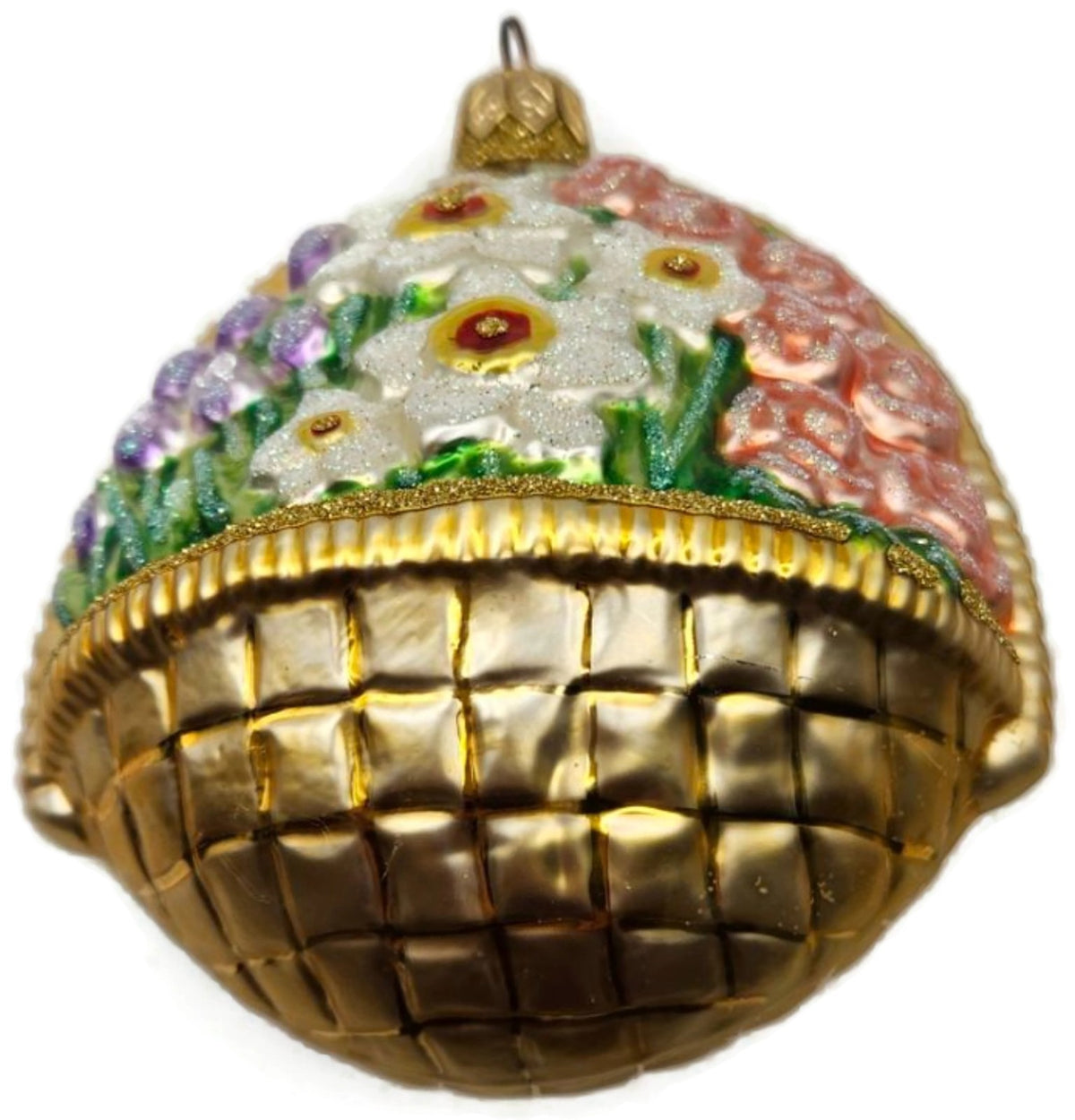 Patricia Breen Flowers For My Love Purple Tulip Gold Basket Spring Ornament 96139