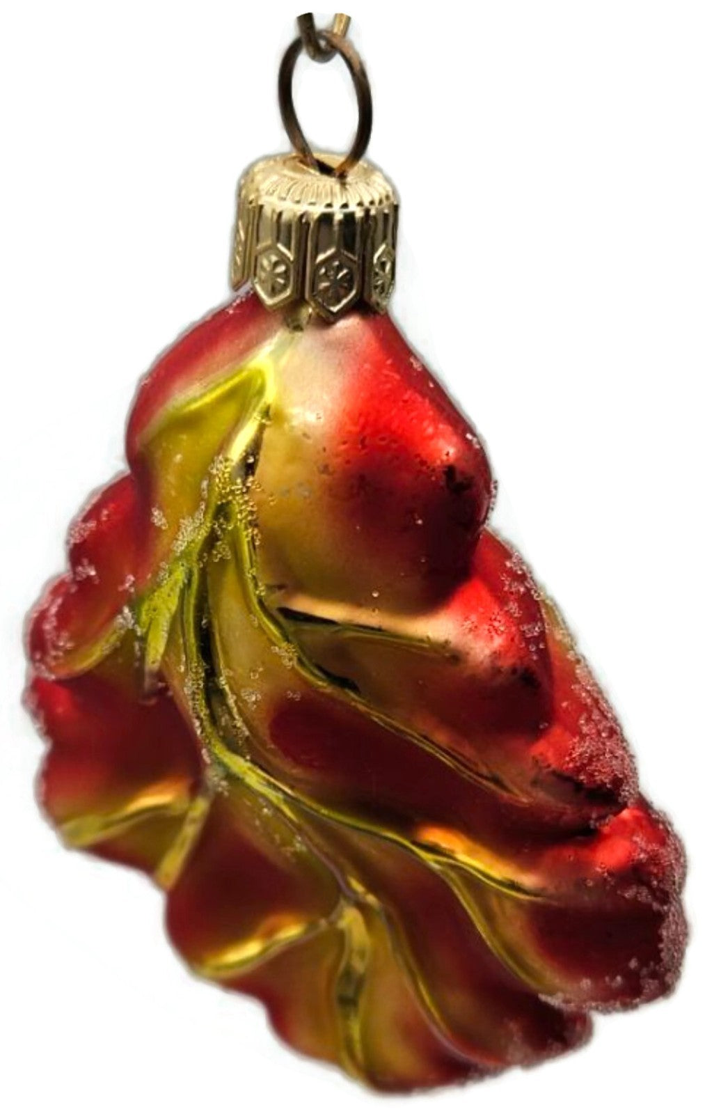Christopher Radko Mini Oak Frost Red Leaf Glass Christmas Tree Ornament 98-164-08