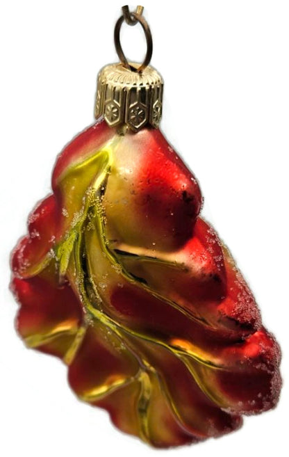 Christopher Radko Mini Oak Frost Red Leaf Glass Christmas Tree Ornament 98-164-08