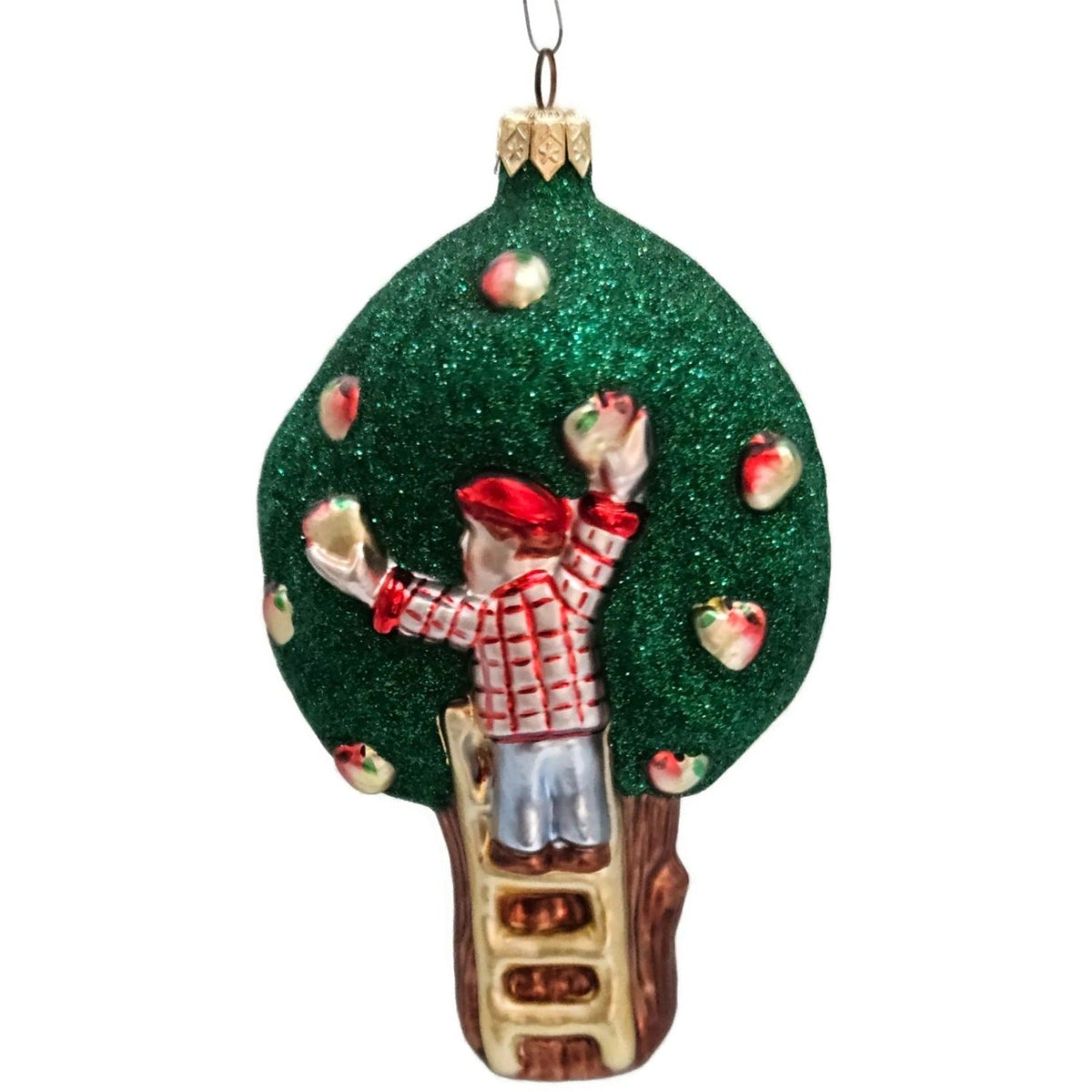 Patricia Breen Apple Tree Boy Red Shirt Matte Ladder Christmas Ornament 95470