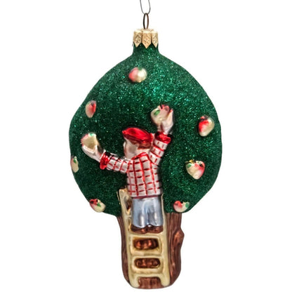 Patricia Breen Apple Tree Boy Red Shirt Matte Ladder Christmas Ornament 95470
