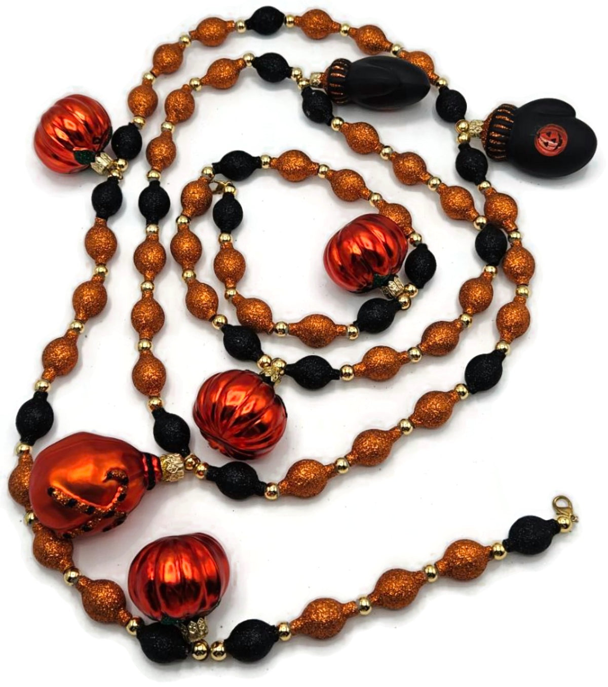 Patricia Breen Halloween Garland Pumpkins Mittens Glitter Glass OOAK  2000CO0