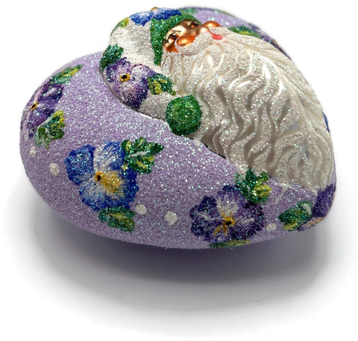 Patricia Breen Never Forget Pansies Lavender Heart Santa Christmas Ornament 25369