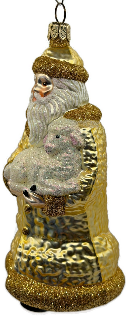 Patricia Breen Lost And Found Gold Santa Lamb Glass Christmas Tree Ornament 20222