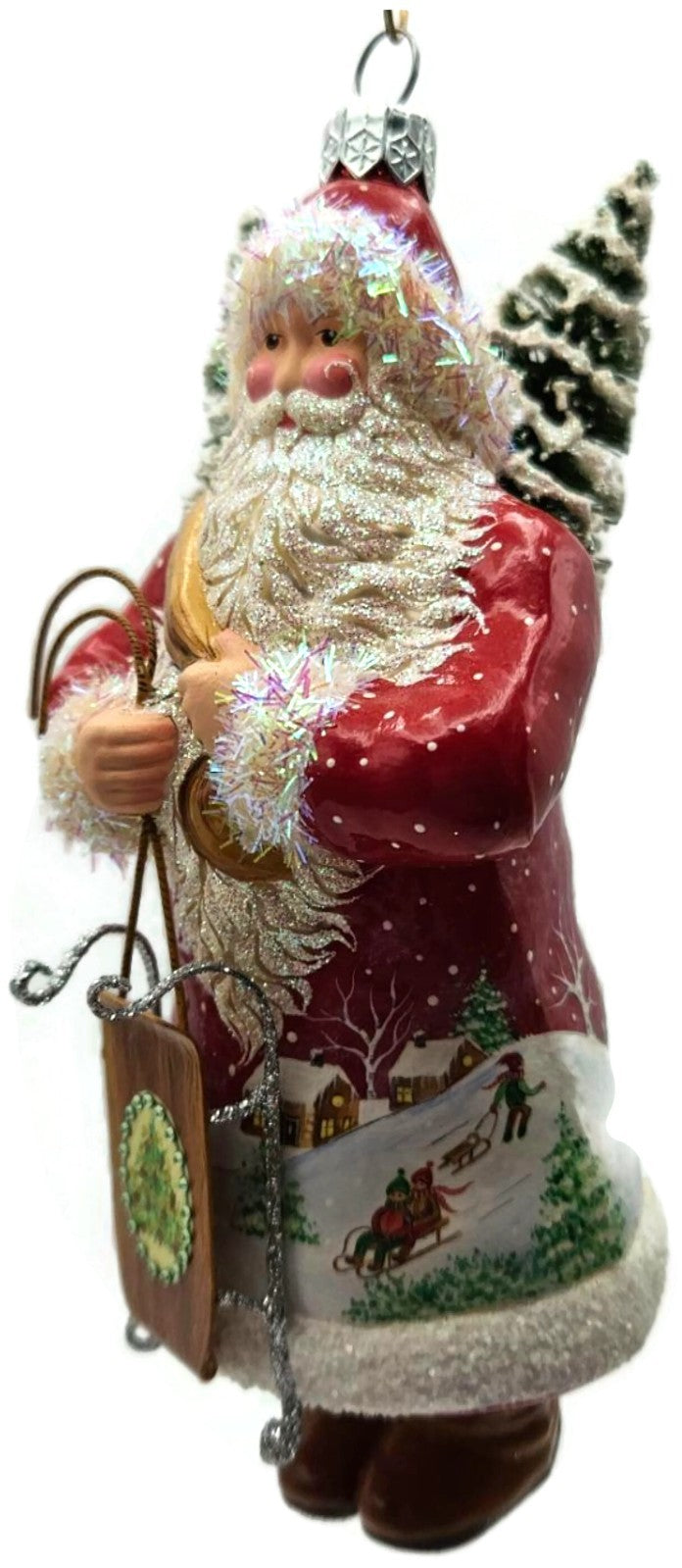 Patricia Breen Oakley Claus Sledding Children Red Christmas Tree Ornament 34327