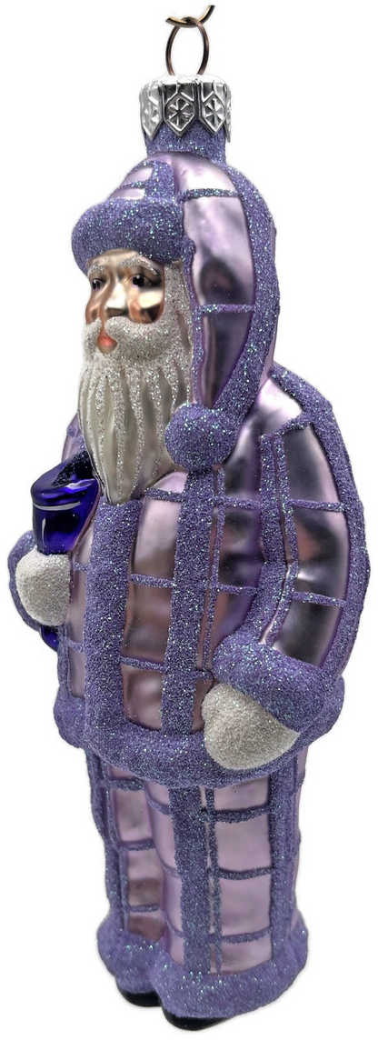 Patricia Breen Ring In The New Lavender Plaid Santa Christmas Ornament CATZ 97343