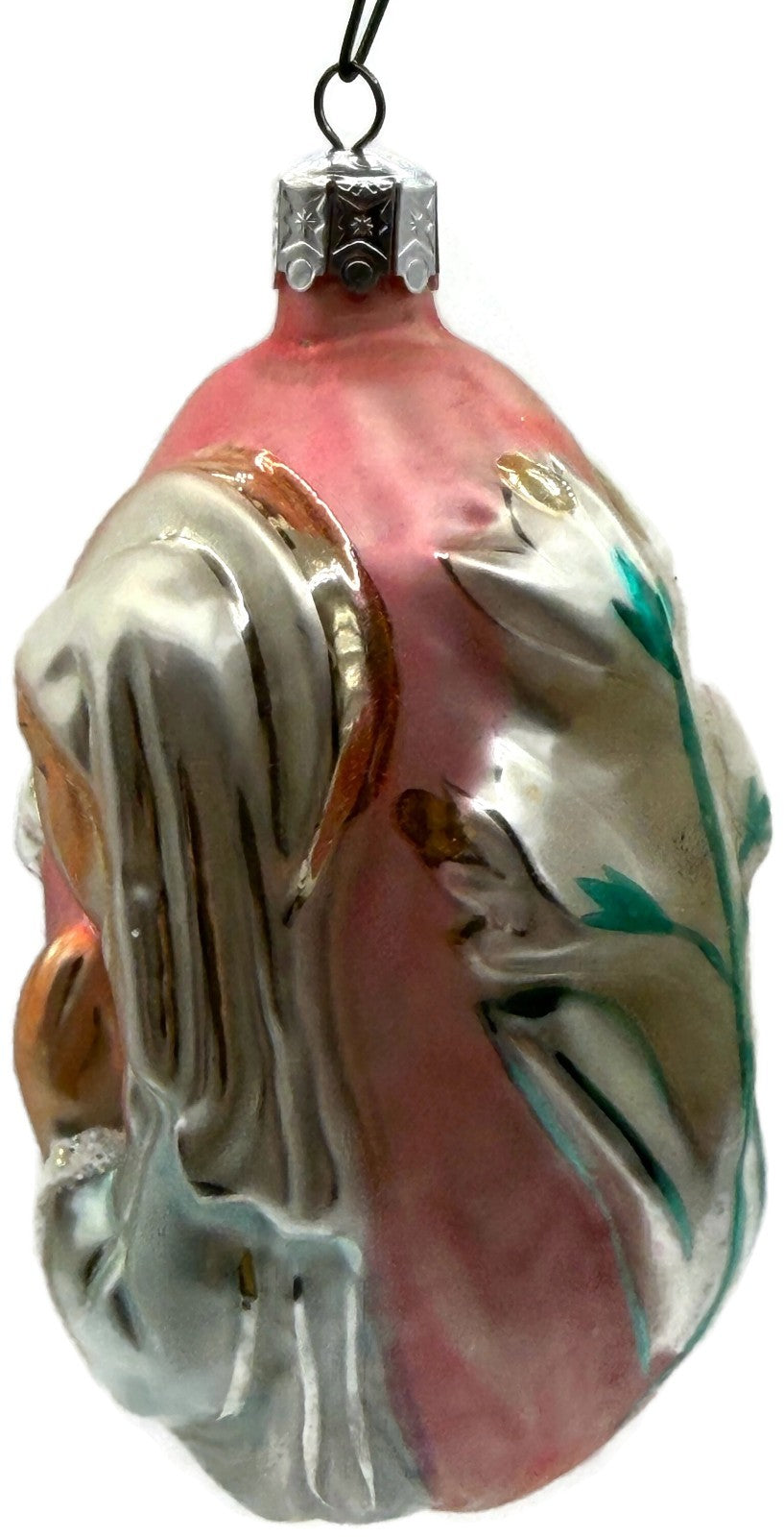 Christopher Radko 1992 Virgin Mary Signed Pink Silver Glass Ornament 92 046 03