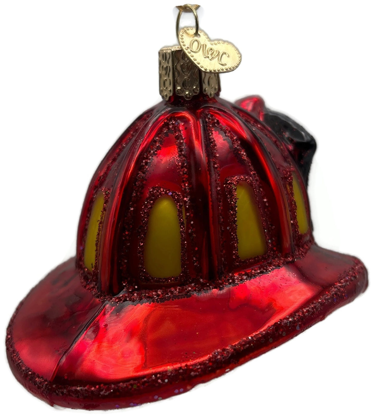 Old World Christmas Fireman's Helmet Firefighter Glass Ornament 322254